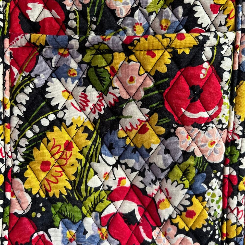 Vintage VERA BRADLEY "Poppy Fields" Bag Black/Red/Yellow/White14" x 17" - Picture 3 of 12